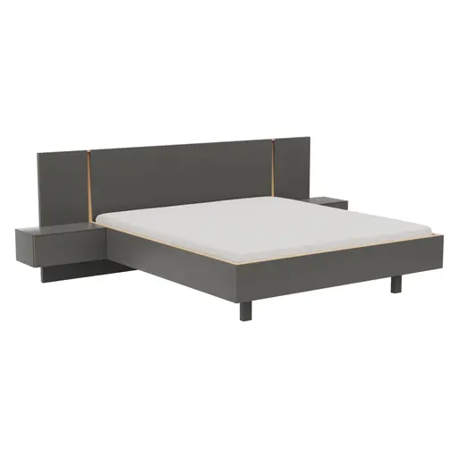 Bettanlage Matera - Lack, Grau, Absetzung Gelb