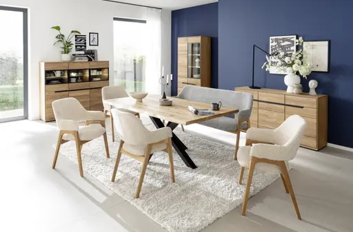 Sideboard - B ca. 153 cm, Eiche Furnier geölt, Wildeiche massiv geölt