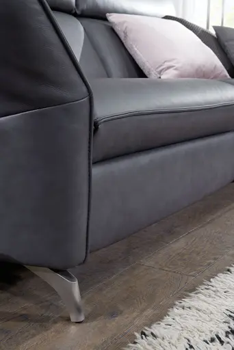 Sofa EM St. Moritz - 3-Sitzer, Relaxfunktion inkl. höhenverstellbarer Kopfstütze, Leder, Kohle