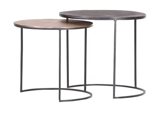 Beistelltisch-Set Henry & June - D. 55 cm, Metall, Schwarz