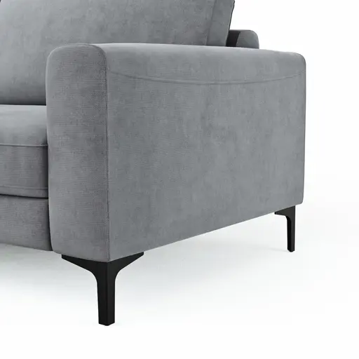 Ecksofa Oviedo - Longchair links mit 1,5-Sitzer inkl. Relaxfunktion (motorisch), Stoff, Grau