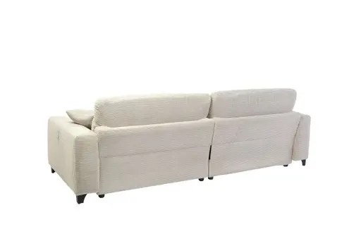 Ecksofa JAROM - 3-Sitzer, Ecke rechts inkl. Relaxfunktion (motorisch) und Kopfteil verstellbar, Stoff, Creme