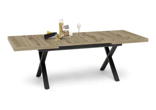 Esstisch - ausziehbar, LB ca. 200x100 cm, Viking Eiche, Schwarz