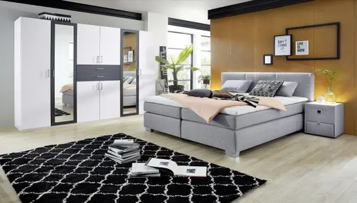 Drehtürenschrank- B ca. 270 cm, Weiß, Graphit