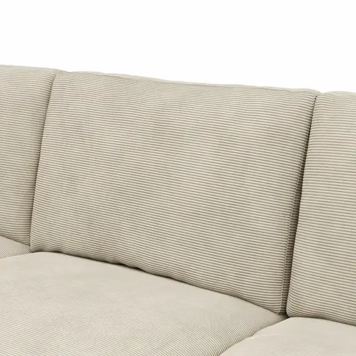 Ecksofa Janne - Ecke links, 2-Sitzer, Feincord, Sand