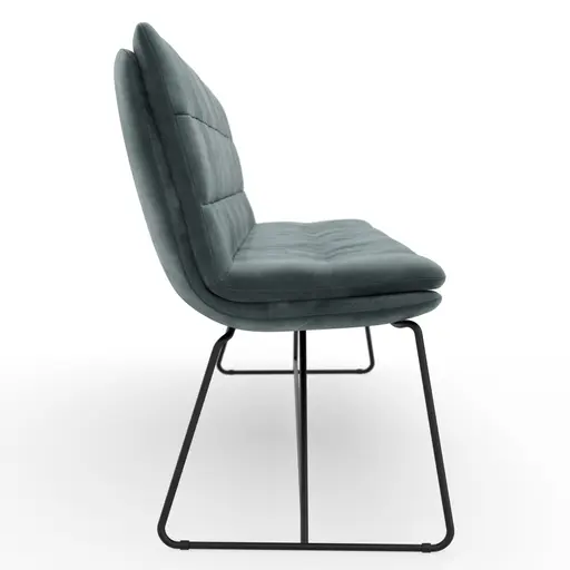 Bank Jukka - B ca. 200 cm, Stoff, Jade, Kufe, Schwarz