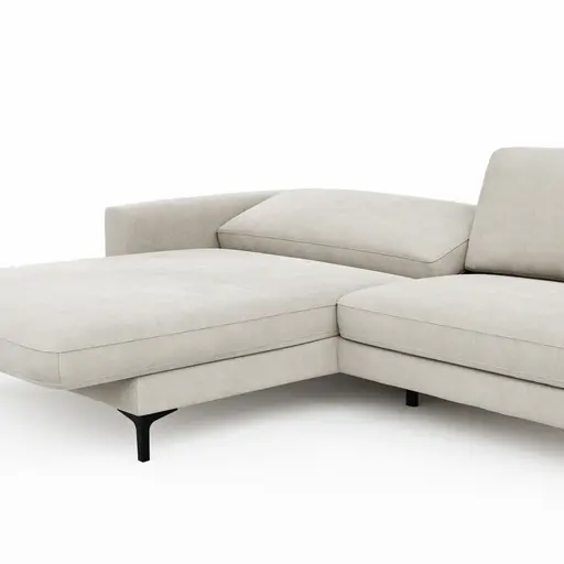 Ecksofa Oviedo - Longchair links mit 1,5-Sitzer inkl. Relaxfunktion (motorisch), Stoff, Natur