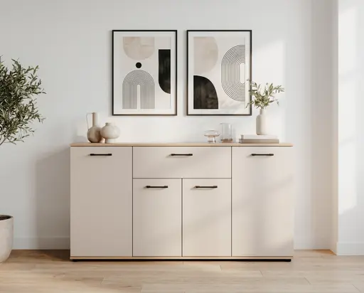 Sideboard- B ca. 138 cm, Eiche Dekor, Beige
