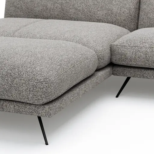 Ecksofa Valdemoro - Longchair mit 2,5-Sitzer rechts inkl. Rückenlehne verstellbar, Stoff, Grau