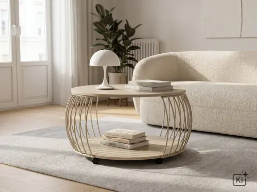 Couchtisch - Ø/H ca. 80x47 cm, Cremeweiß