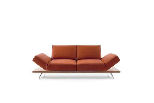 Sofa - 2,5-Sitzer, Rückenlehne/Armlehne verstellbar (manuell), Leder, Rost