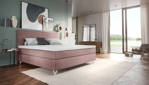 Boxspringbett Slim- Liegefläche ca. 180x200 cm, Stoff, Altrosa