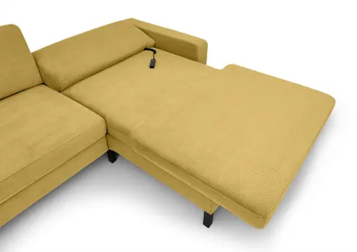  Ecksofa CALM MOVE 2.0 - 2,5-Sitzer mit Longchair rechts, Schlaffunktion, Feincord, Gold