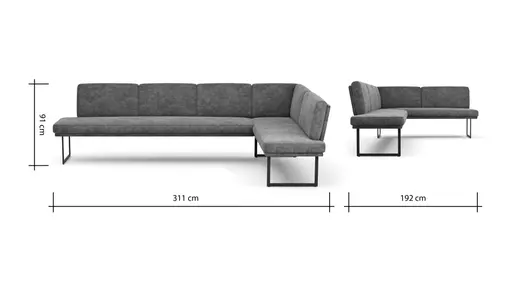 Eckbank Valloni - Breite ca. 311x192 cm, Stoff, Rostbraun