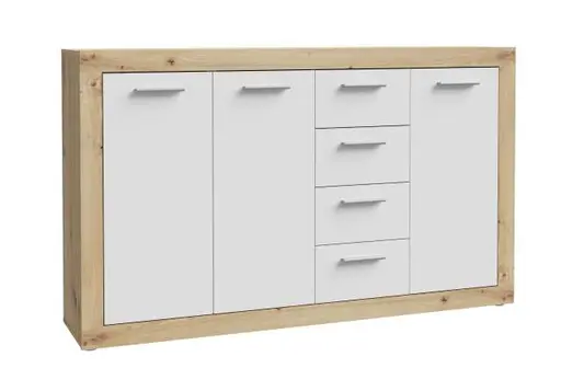 Kommode FIBI- Eiche Dekor, Weiß