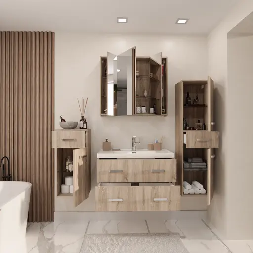 Badblock- B ca. 151 cm, Eiche Dekor