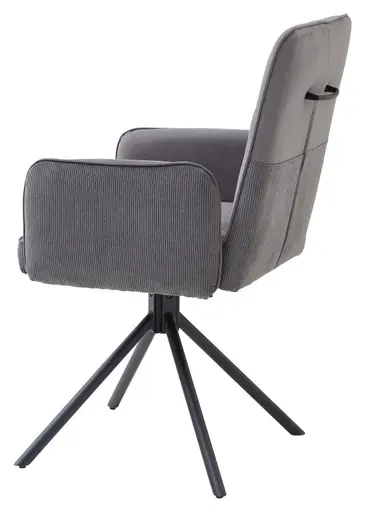 Armlehnstuhl - drehbar, Samt, Cord, Grau