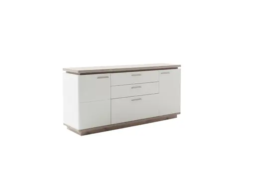 Sideboard - Weiß, Absetzung Eiche