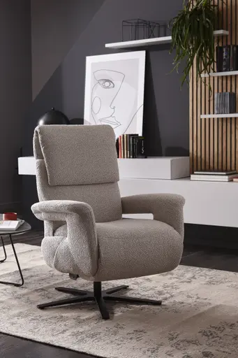 Relaxsessel Managa - Relaxfunktion (manuell), Stoff, Natur