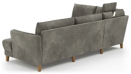 Sofa Stamford - inkl. Armlehne verstellbar und Kopfstütze, Ecksofa 2-sitzig und Abschlusshocker links mit 3,5-Sitzer, Bogen rechts, Stoff, Anthrazit