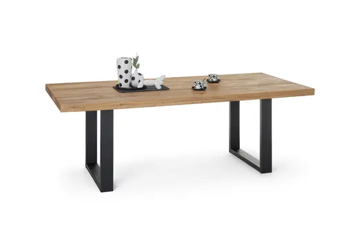 Esstisch - LB ca. 200x100 cm, Wildeiche massiv geölt, Schwarz