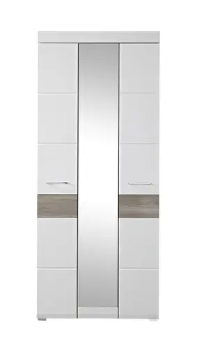 Garderobenschrank - B ca. 84 cm, Silbereiche Nachbildung, Weiß