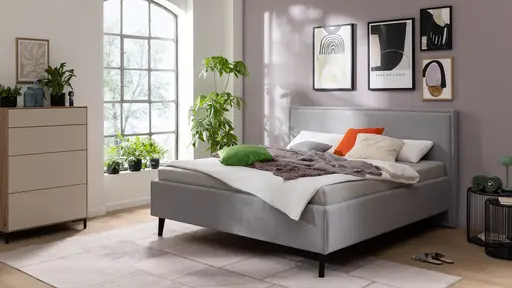 Bettgestell Carmen - Liegefläche ca. 180x200cm, Stoff, Hellgrau