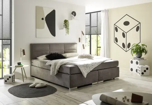 Boxspringbett SIRKO- Liegefläche ca. 180x200 cm, Stoff, Grau