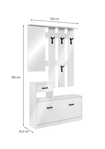 Kleingarderobe- B ca. 100 cm, Weiß, Hochglanz