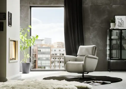 TV-Sessel - Relaxfunktion, Leder, Alufarben