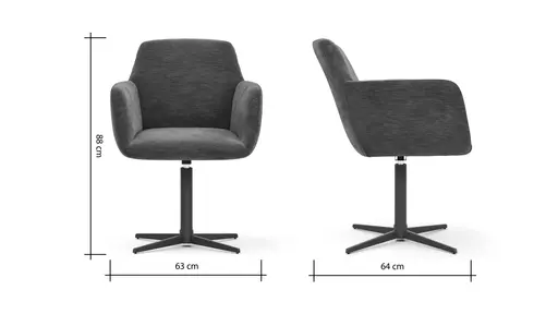 Armlehnstuhl Nashville - drehbar, Stoff, Dunkelbraun