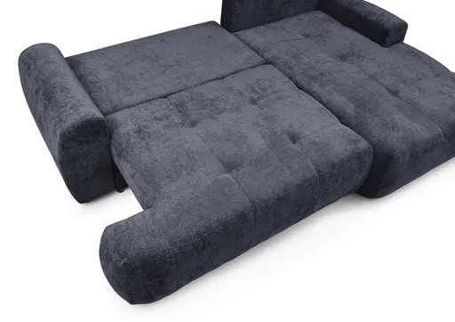 Ecksofa - 2-Sitzer mit Longchair rechts, Stoff, Dunkelblau