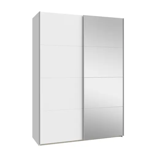 Schwebetürenschrank FREDDY 2- B ca. 150 cm, Weiß, Spiegel