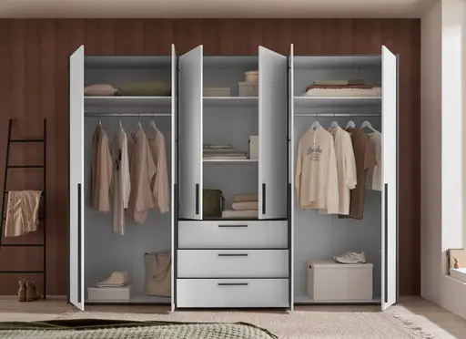 Drehtürenschrank- B ca. 270 cm, Graphit, Weiß