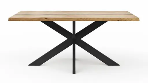 Esstisch Kima - LB ca. 180x100 cm, Wildeiche massiv mit Epoxid-Harz
