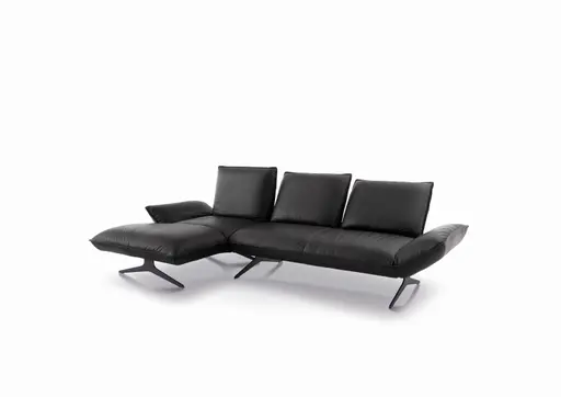 Ecksofa - Longchiar links mit 2-Sitzer, Rückenlehne/Armlehne verstellbar, Leder, Lava