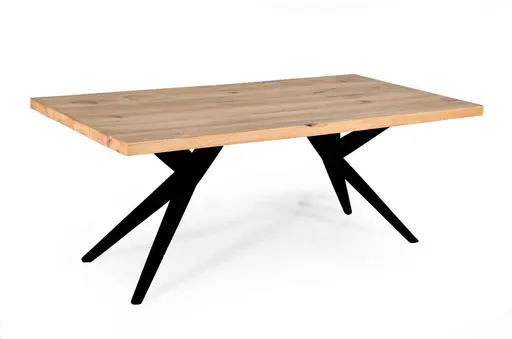 Esstisch - LB ca. 240x100 cm, Wildeiche massiv geölt, Schwarz