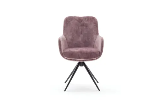 Armlehnstuhl Mis - Drehbar, Stoff, Altrosa, Gestell, Anthrazit