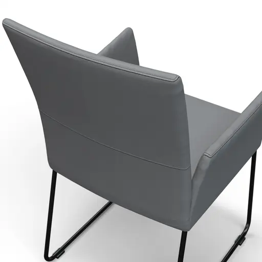 Armlehnstuhl Saragossa - Leder, Anthrazit