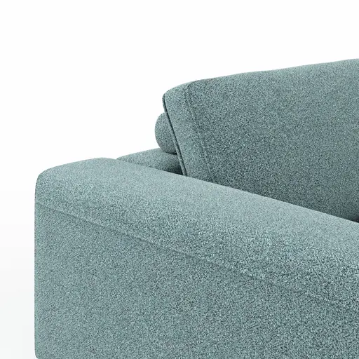 Ecksofa Solano - 2,5-Sitzer mit Longchair Rechts, Boucle, Seablue