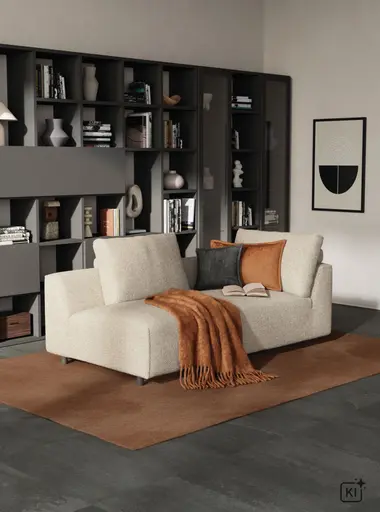 Longchair Sorano - freistehend, Stoff, Graubeige