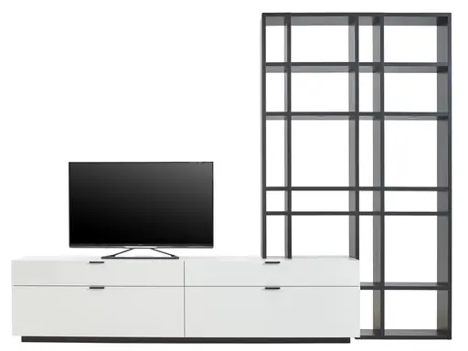 Wohnwand 4450 - Lack, Weiß und Schwarz