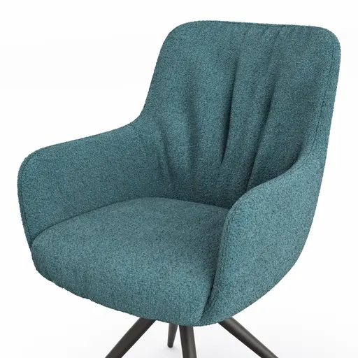 Armlehnstuhl Mis Legere - Boucle, Blau, Stativ, Anthrazit