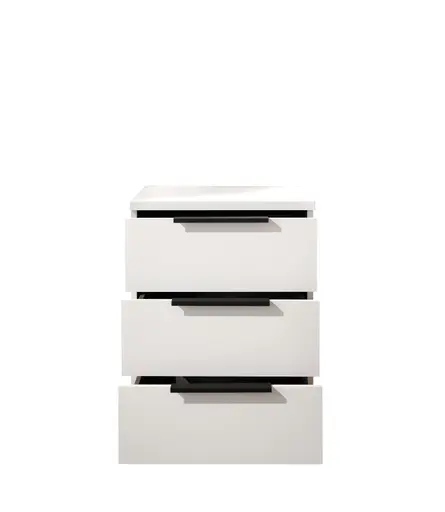 Nachtkommode - B. ca. 46 cm, Dekor, Weiß