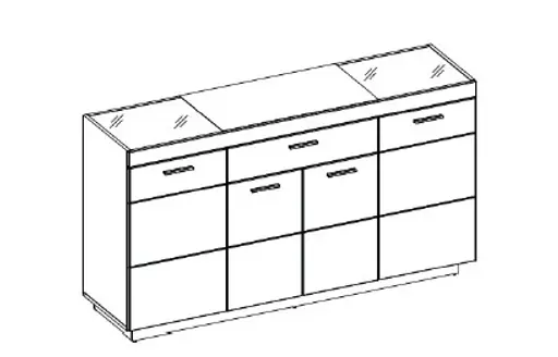 Sideboard - mit Beleuchtung, B ca. 160 cm, Kaschmir, Coast Evoke Eiche Nachbildung