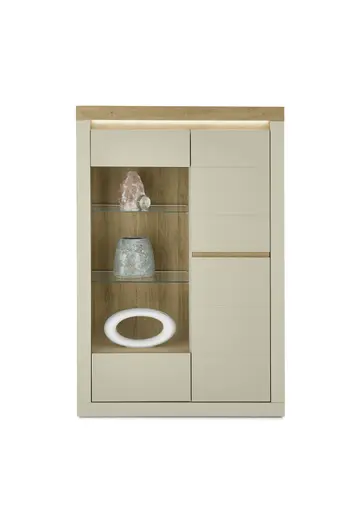 Vitrine - mit Beleuchtung, B ca. 104 cm, Kaschmir, Stone Eiche Nachbildung
