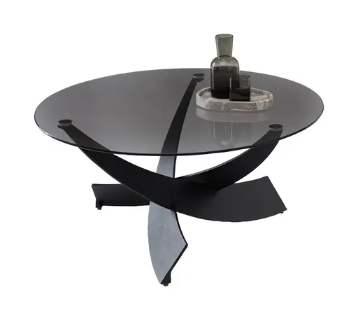 Couchtisch - Ø/H ca. 90x42 cm, Grau, Schwarz