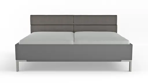 Bett Viana - Liegefläche ca. 200x200 cm, Holzwerkstoff Dunkelgrau , Kunstleder Anthrazit