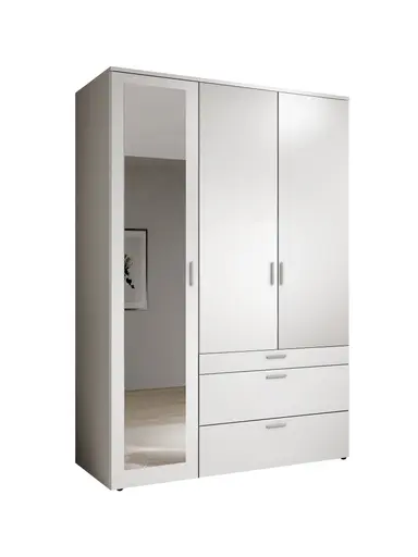 Drehtürenschrank- B ca. 135 cm, Weiß, Spiegel
