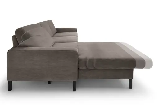 Ecksofa CALM MOVE 2.0 - Longchair links mit 2,5-Sitzer, Schlaffunktion, Feincord, Taupe